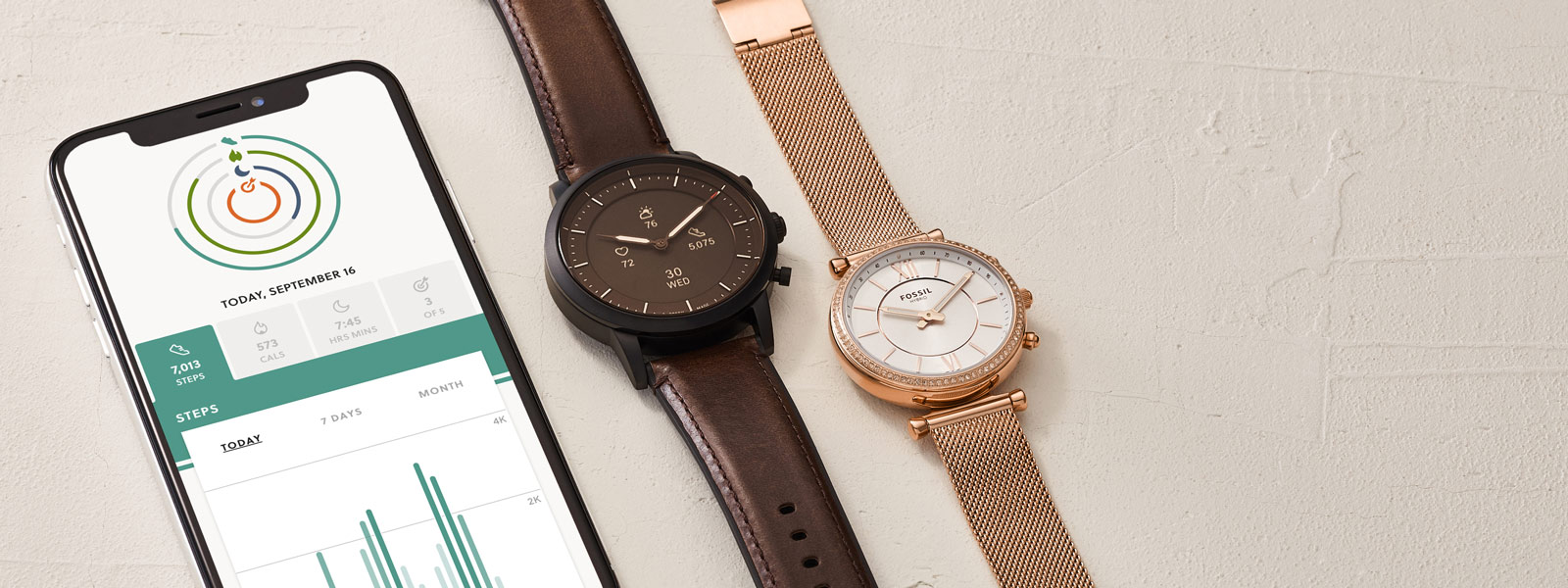 A Selection of Fossil Hybrid Smartwatches